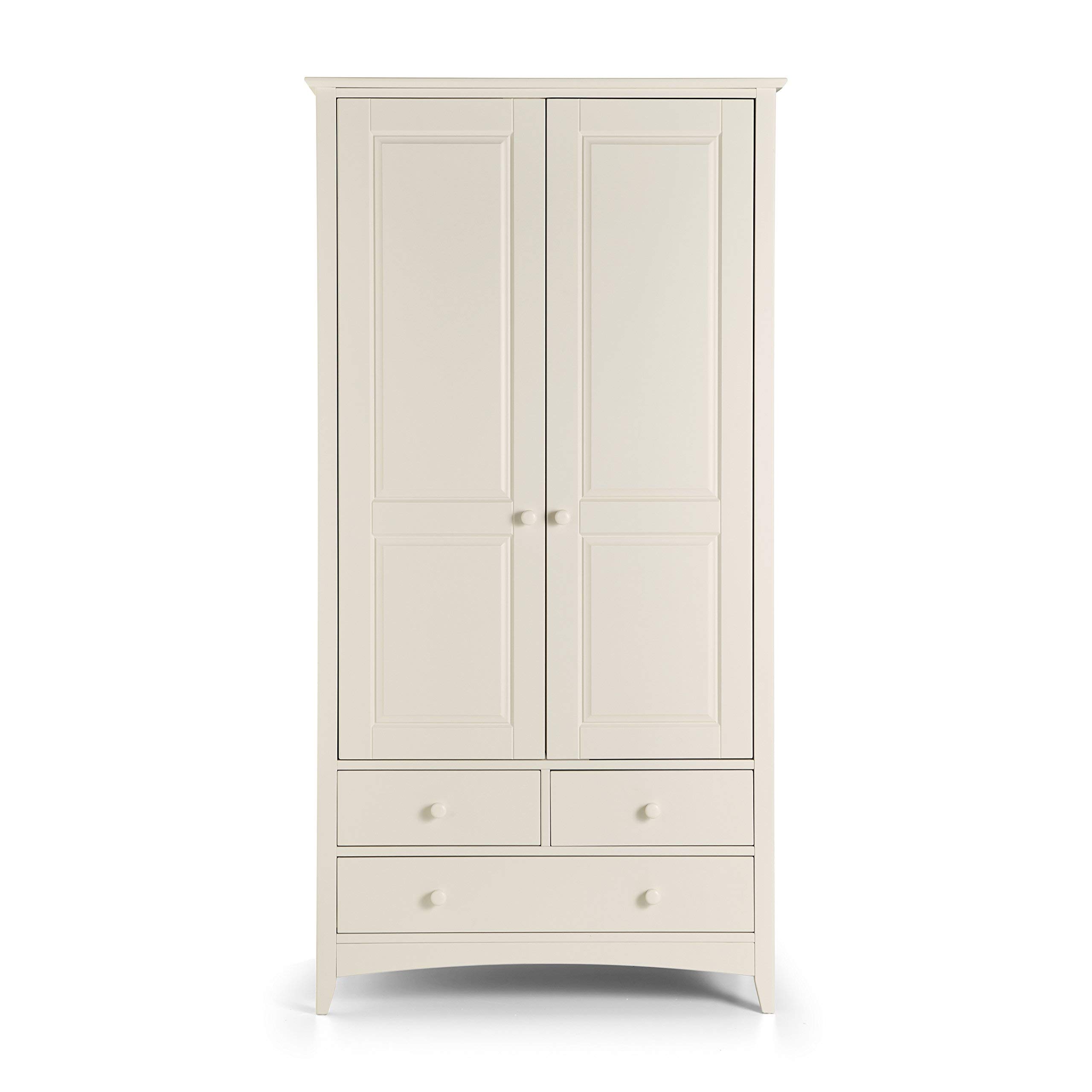 Julian Bowen Cameo Combination Wardrobe, White - H182 x W94 x D52cm | Shaker Double Closet, Clothing Rail & Shelf, Storage Armoire for Bedroom