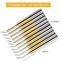 Vista 41 de Juego de molinos de extremo de capa de titanio, vástago de 1/8 "0.059-0.125 in Micro End Mill Grabado Bits CNC Router Bits para herramientas