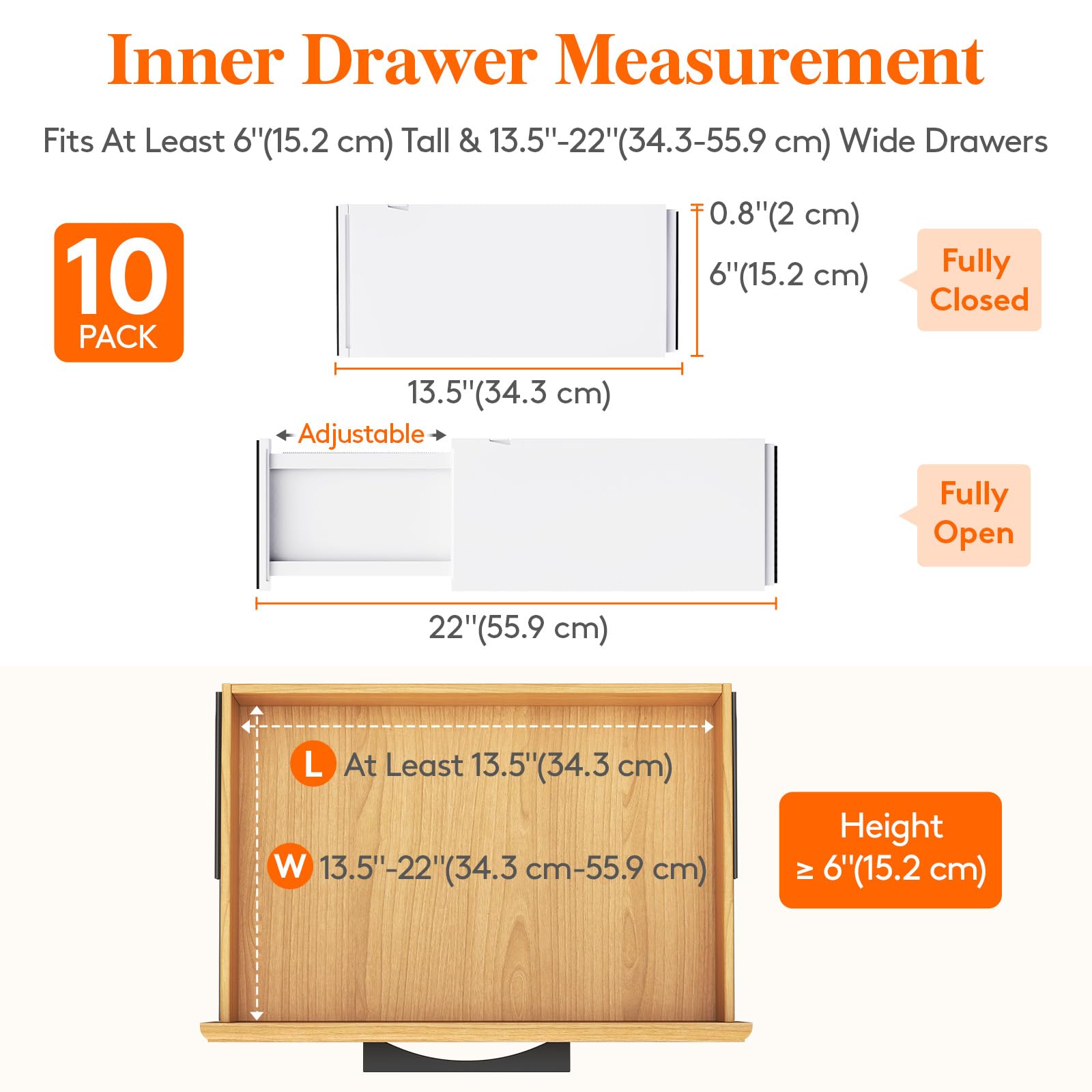 Lifewit 10 Pack Drawer Dividers Plastic 6