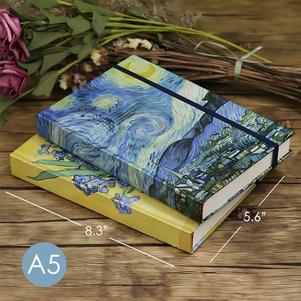 ipoul Art Journal, Sketch book, Blank Notebook, 130gsm, Thick Paper Sketchbook, A5, Hardcover Drawing Notebook, Blank Page Journal, Lay Flat, Unlined, Van Gogh Starry Night, Sketch Books for Adults - Image 2