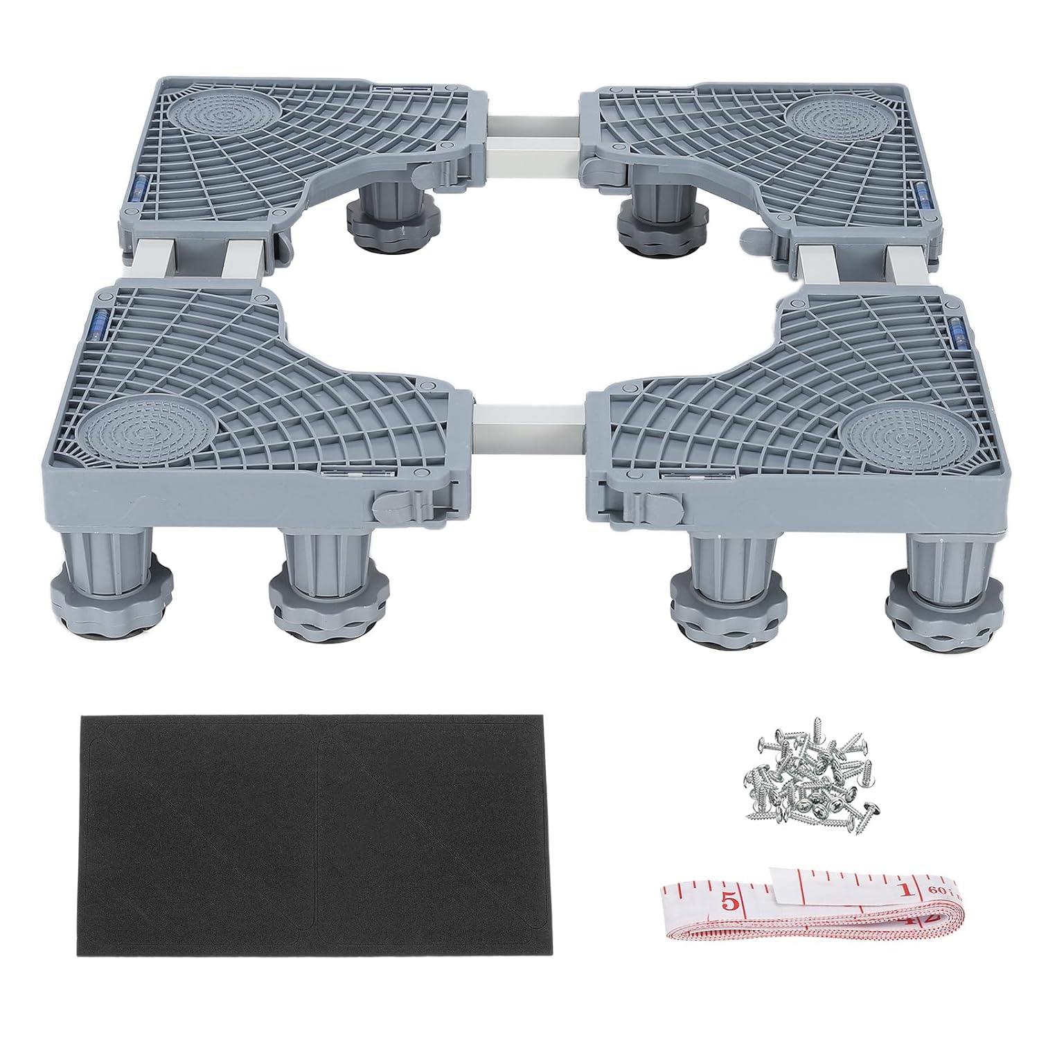 PATIKIL Mini Fridge Stand, Multi-Functional Adjustable Base Tray Anti-Vibration for Refrigerator Laundry Washing Machine Dryer Dishwasher Air Conditioner, 3.9"-4.7" Height