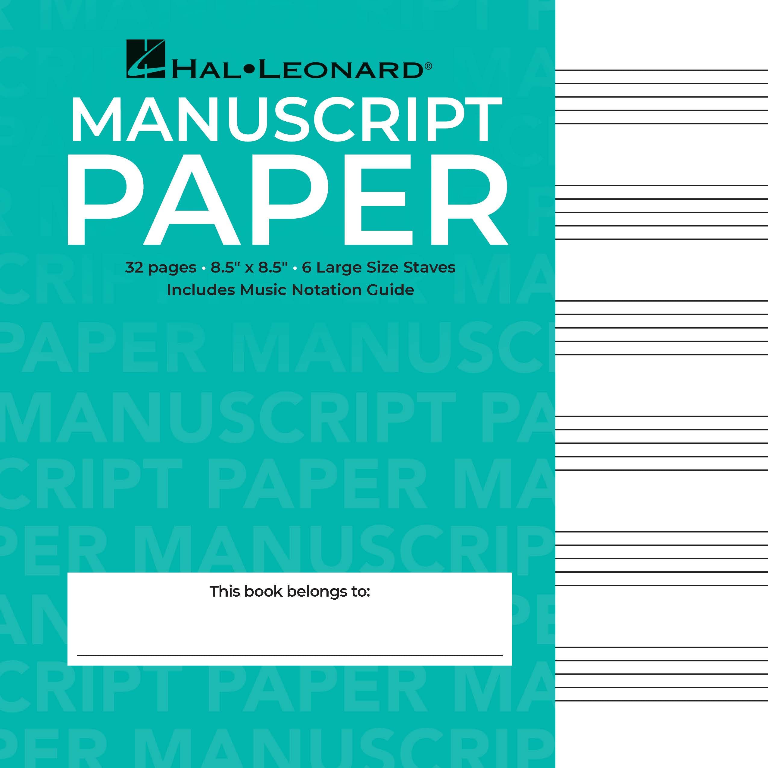 Wide Staff Wirebound Manuscript Paper (Aqua Cover).