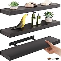 Vista 33 de Ballucci Estante flotante, estante de pared de madera de 36 pulgadas con soportes invisibles para baño, sala de estar, dormitorio, cocina, Negro