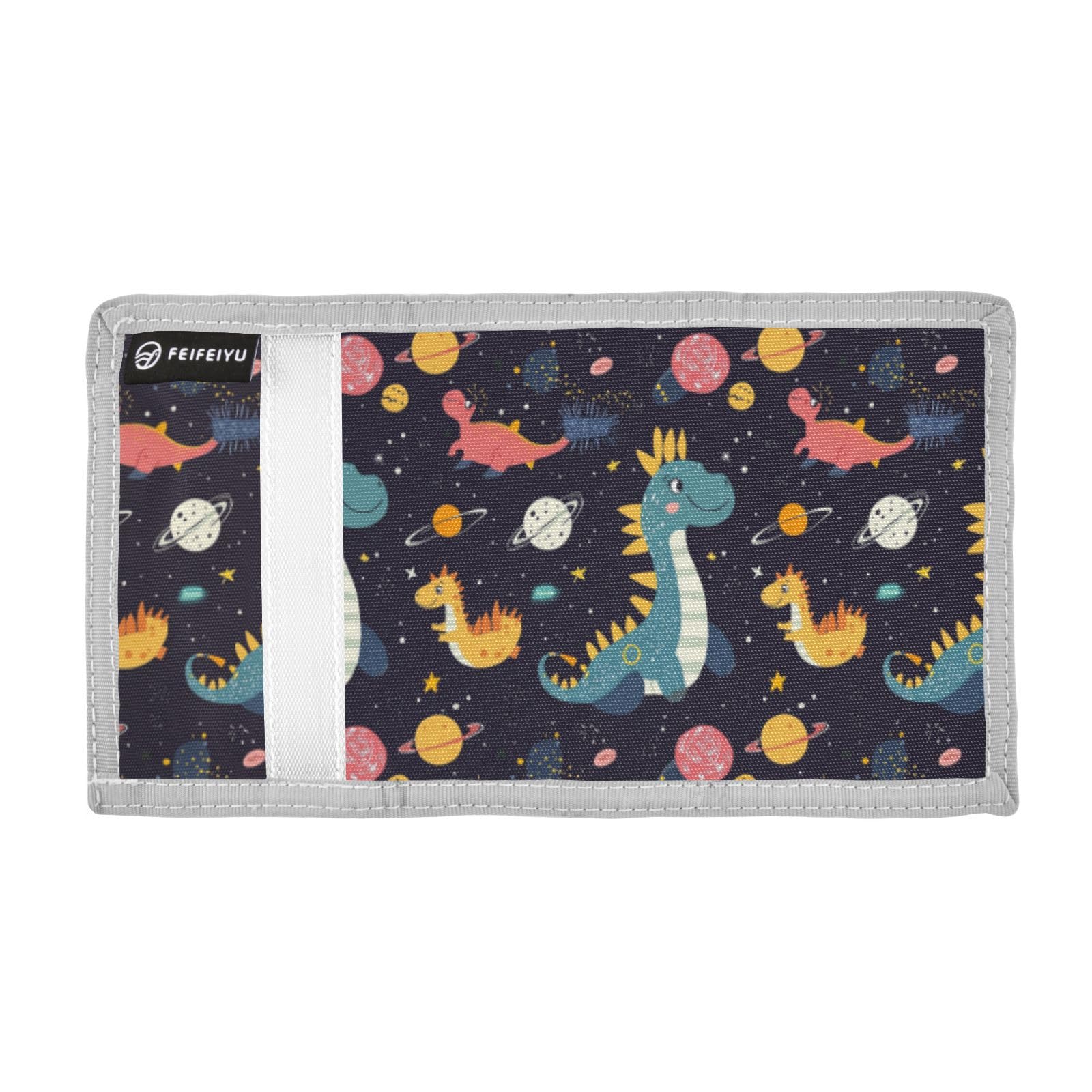 Wusikd Cute Dinosaur Kids Wallet for Boys Girls Space Toddler Trifold Wallet Novelty Wallet for Teens Women Men