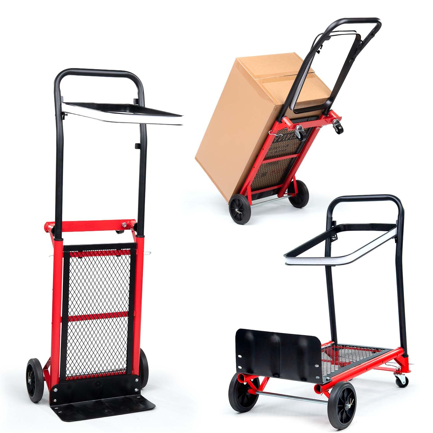 Crystals Folding Sack Truck – 60kg Capacity Aluminium Folding Trolley with Wheels and Extendable Handle – Multicolour