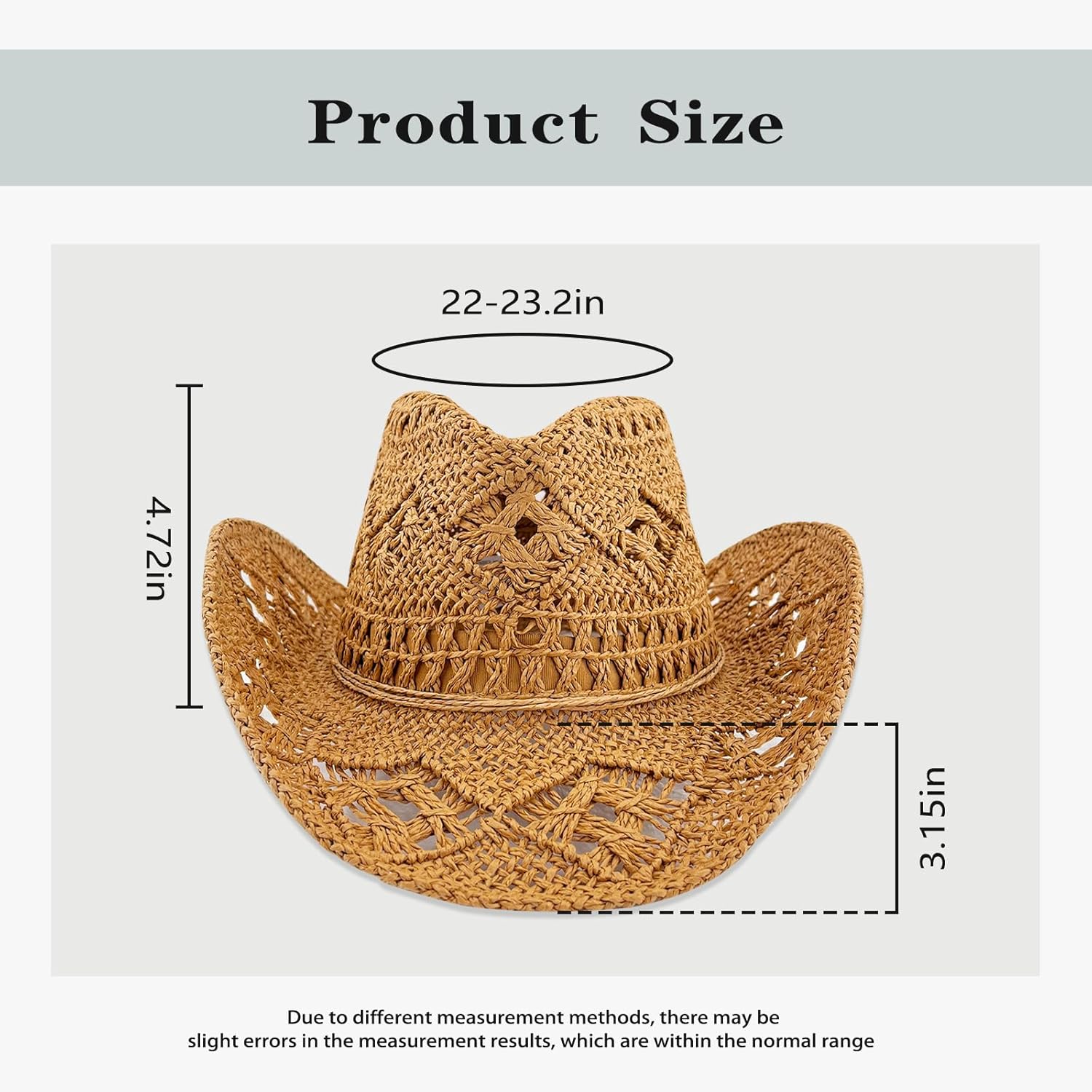 Straw Cowboy Hats for Women/Men Western Cowgirl Hat Foldable Wide Brim Cowboy Hat Travel Vacation Beach Sun Hats - Image 2