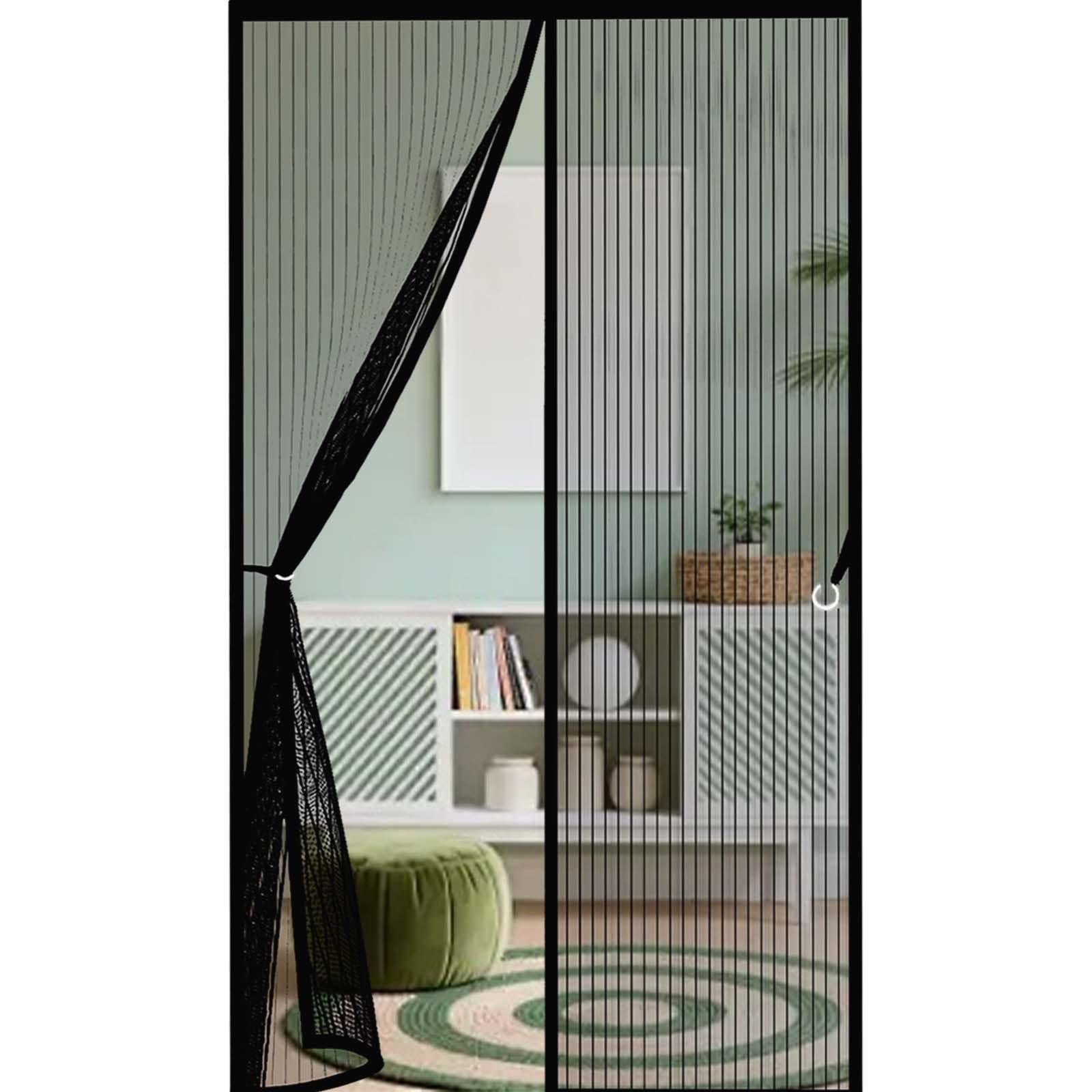 Feijdon Black Magnetic Screen Door 148 X 180 Cm Durable, Keeps Bugs Out, Kid And Pet Friendly Heavy Duty Fly Curtains For Doors Lets Fresh Air In, Hundreds Of Sizes,