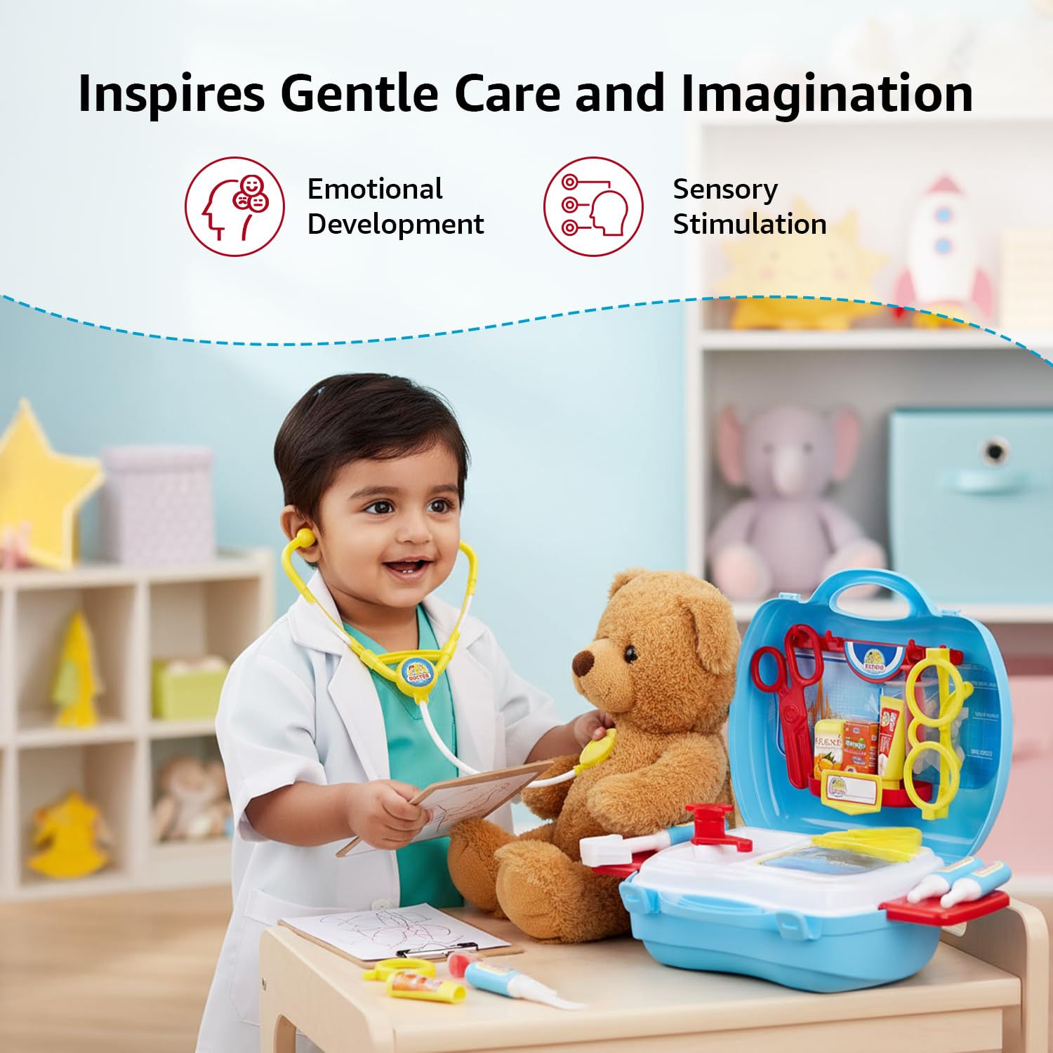 Jam & Honey Suitcase Doctor Set Toy for Kids 3+ Years, Portable Pretend Play Medical Kit with Accessories, Role Play Doctor Set for Boys & Girls, BIS Certified Safe 2