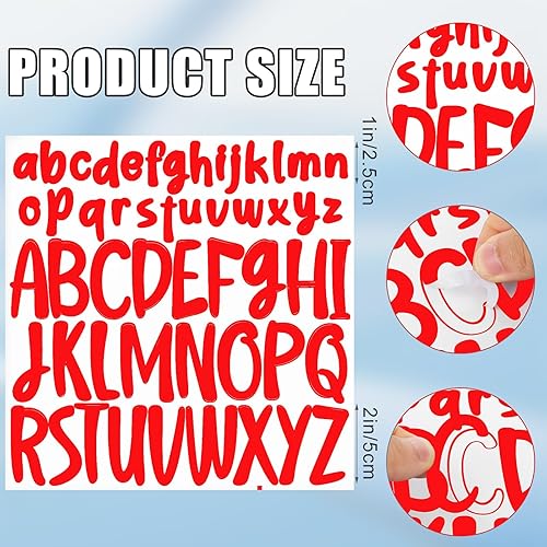 Miniatura 2 de 416 piezas de 8 hojas de calcomanías de letras, calcomanías autoadhesivas de letras mayúsculas y minúsculas de 1 pulgada y 2 pulgadas, calcomanías
