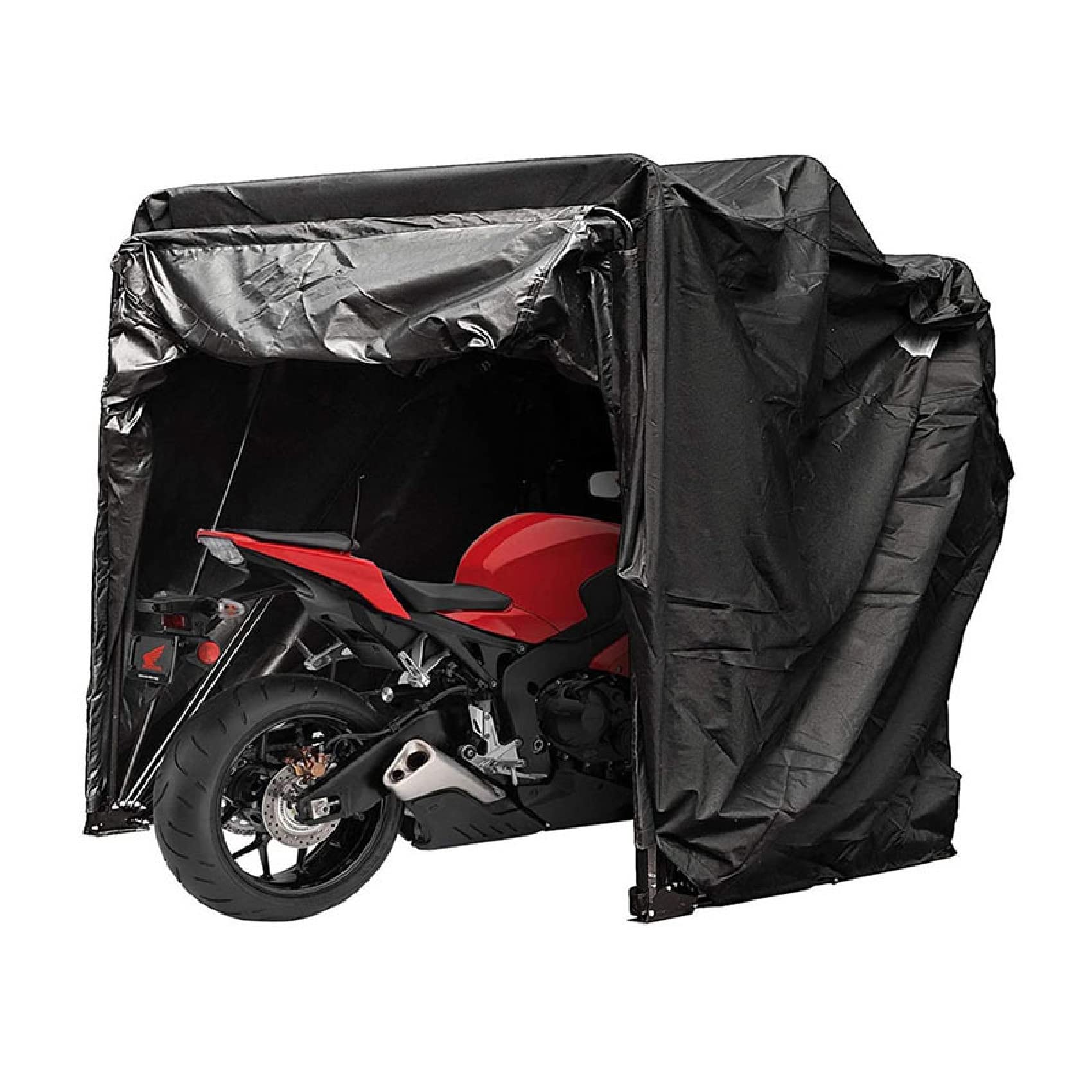 Pokrowiec na motocykl 600D Oxford wodoodporny wytrzymały duży namiot do przechowywania motocykla, całoroczna ochrona na zewnątrz, czarny - pasuje do większości motocykli