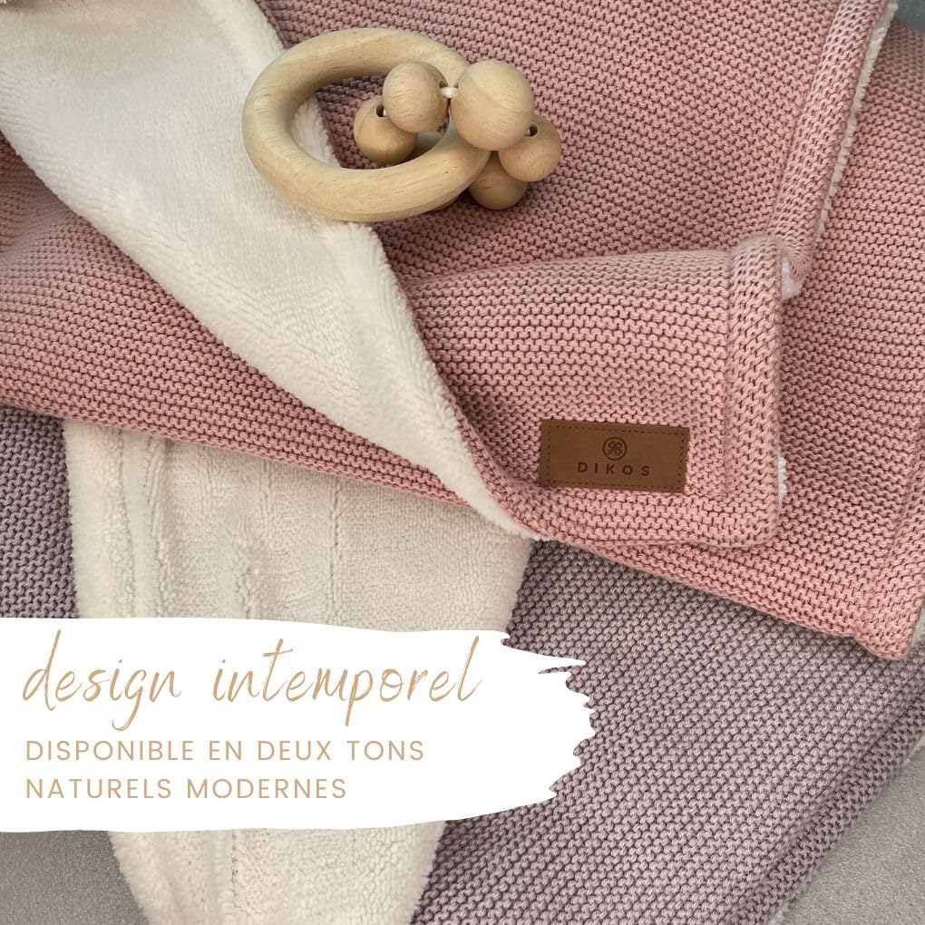 DIKOS Couverture d'hiver de qualité supérieure pour bébé - Couverture d'hiver douce pour nouveau-né, garçons et filles - En coton bio et polaire chaude (Oeko-TEX 100) - Élégante couverture de