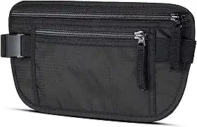Pochete Viagem Antifurto Doleira Porta Documentos Dinheiro Cartões e Celular Uso por Baixo da Roupa 2 Bolsos com Zíper Cinta Ajustável Resistente à Água