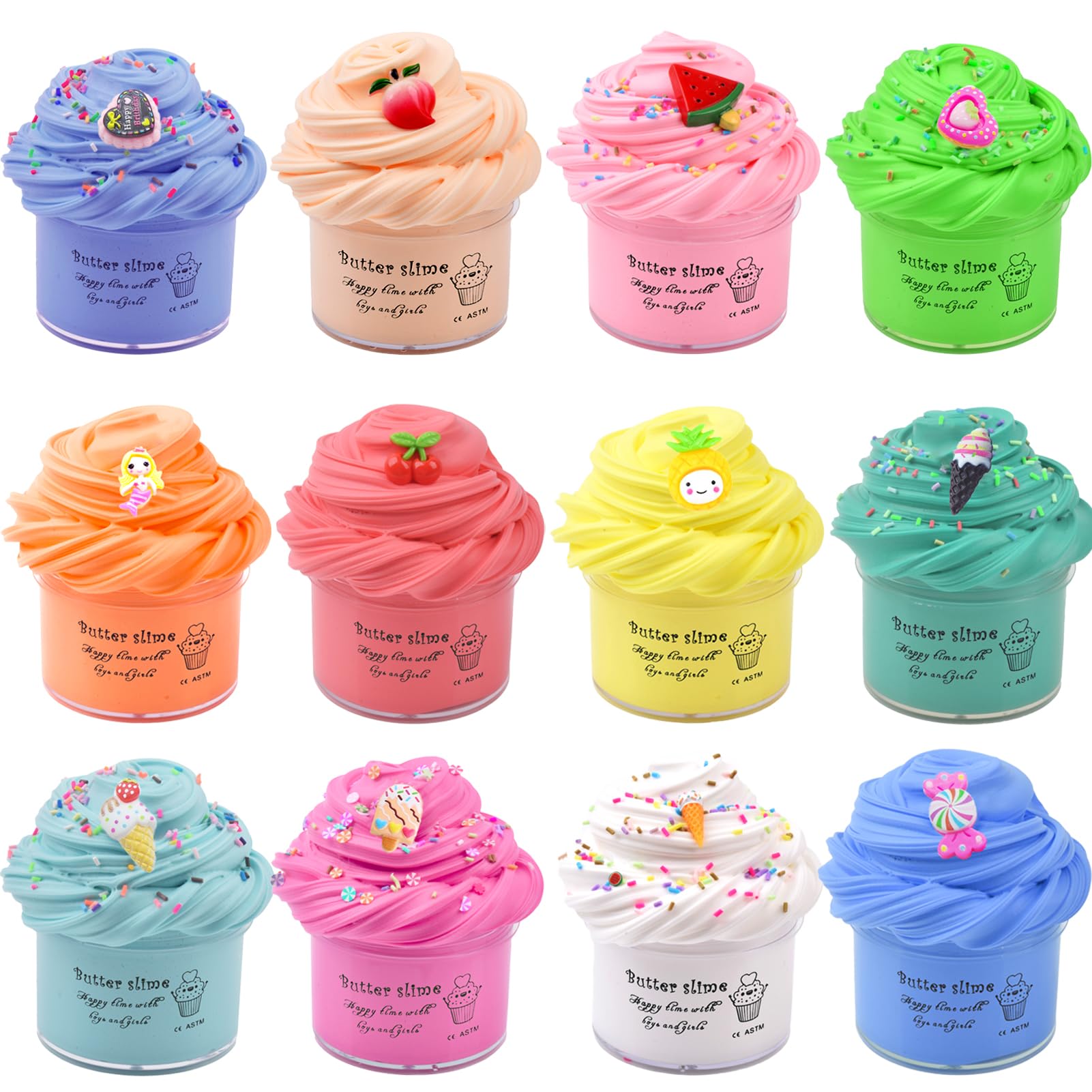 12 Pack Butter Slime Kits,Scented Slime for Kids Party Favor Gift,Stress Slime Toy for Girls and Boys,Soft and Stretchy