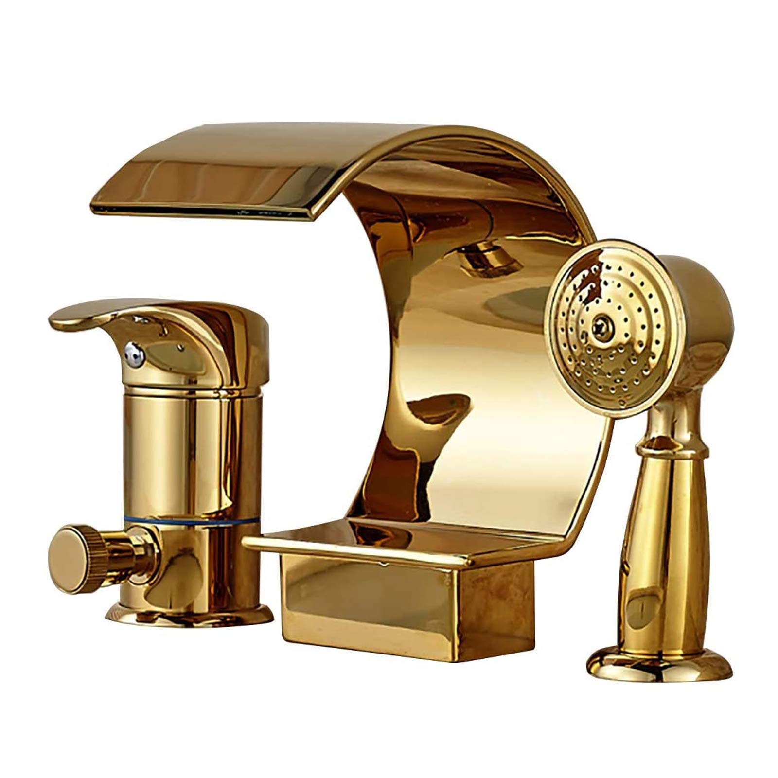 Robinet de baignoire cascade doré luxe avec douchette haute performance - 5