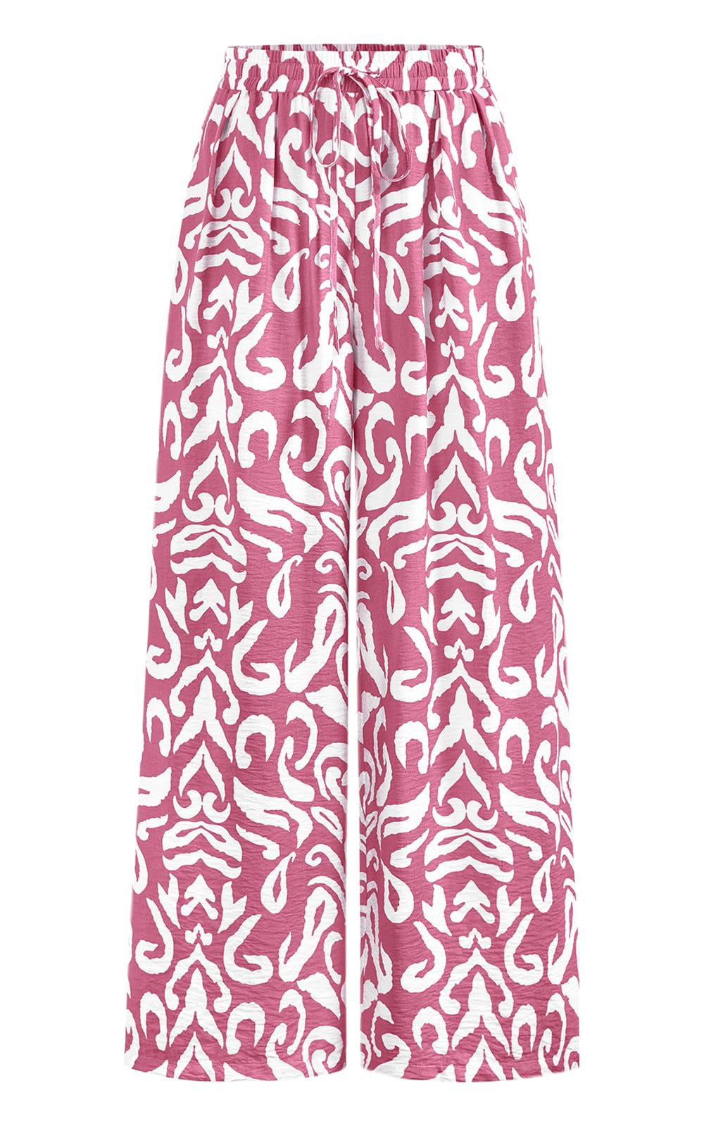 PRETTYGARDEN Womens Pants Elastic Waist Floral Lightweight Palazzo Pants for Women Casual Lounge Wide Leg Pants Woman