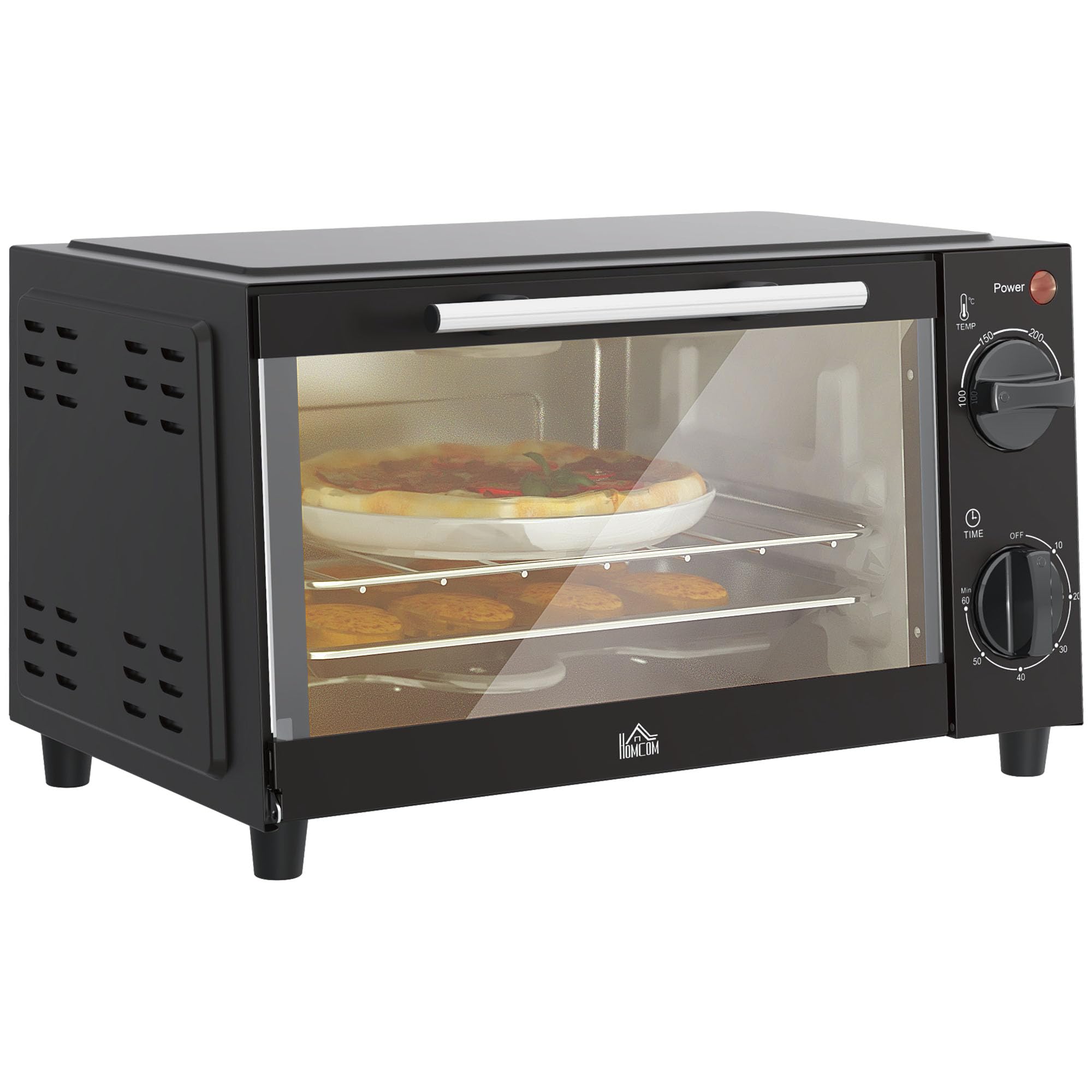 HOMCOM Electric Convection Oven - 9L Capacity - 100-230°C Heat Range - 60 Min Timer