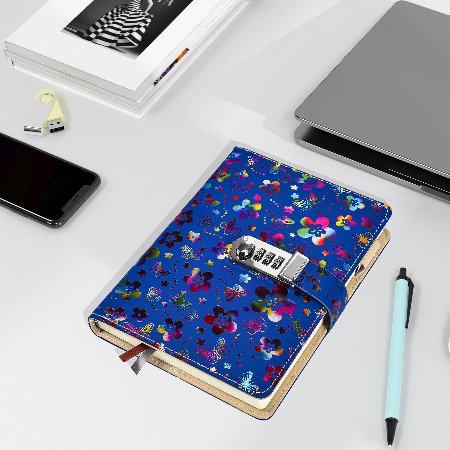 ARRLSDB Diary with Lock for Women, A5 PU Leather Journal with Lock 240 Pages Password Journal Locking Personal Diary (Multicolor) - Image 4