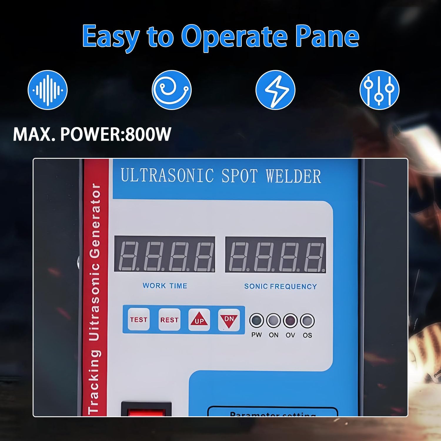 Soldador de Punto de plástico ultrasónico 700W, 28KHz con Pantalla LCD – Soldaduras PP, PVC, Pet, ABS Rápido, Manija portátil, Herramienta Industrial para Textiles y reparación de automóviles