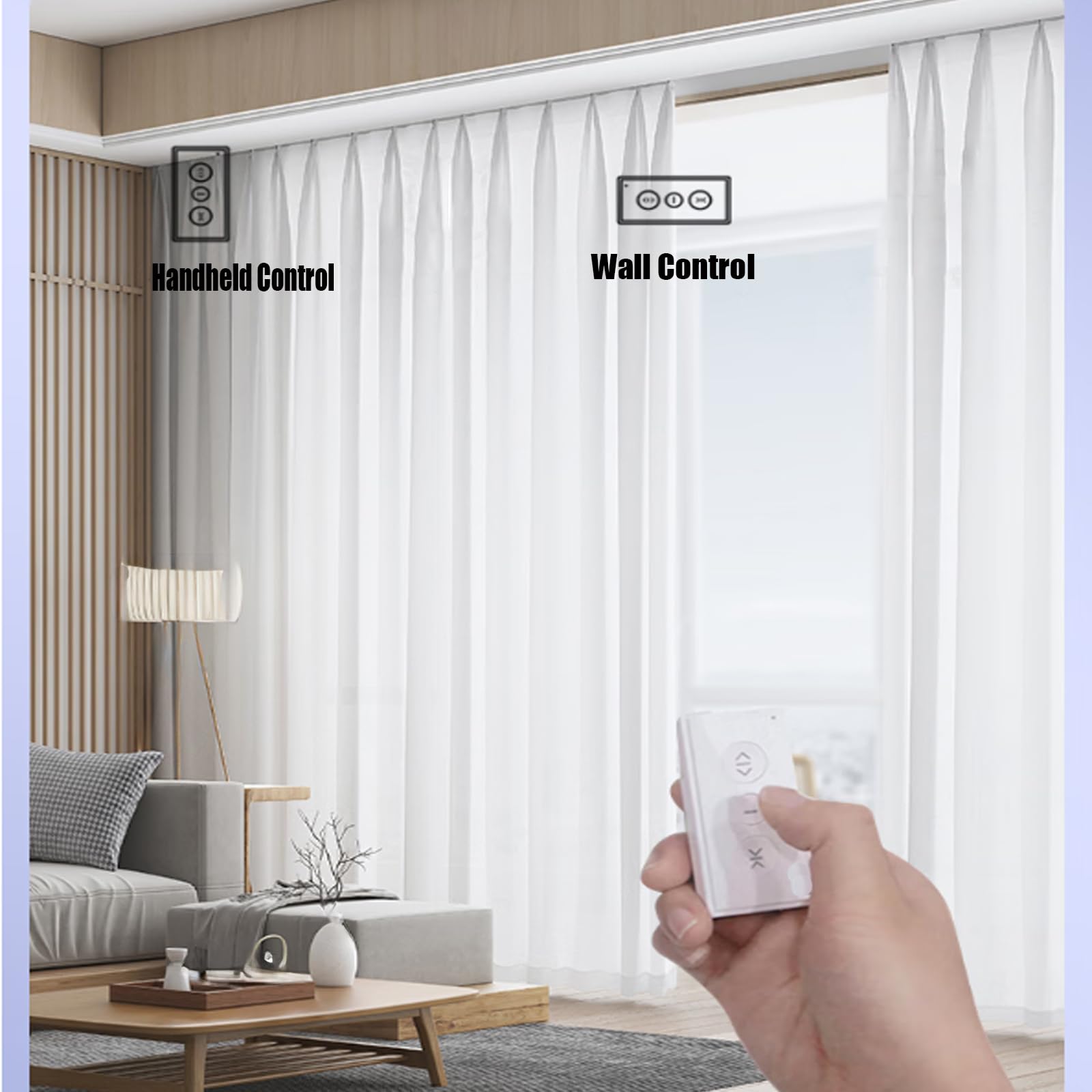 Rail Motorisé pour Rideaux,Kit De Rail Intelligent,Ouverture Et Fermeture par Simple Pression,Réglage À Trois Vitesses,Chargement Solaire,pour Obscurcissement Décoratif,Blanc,600~710cm