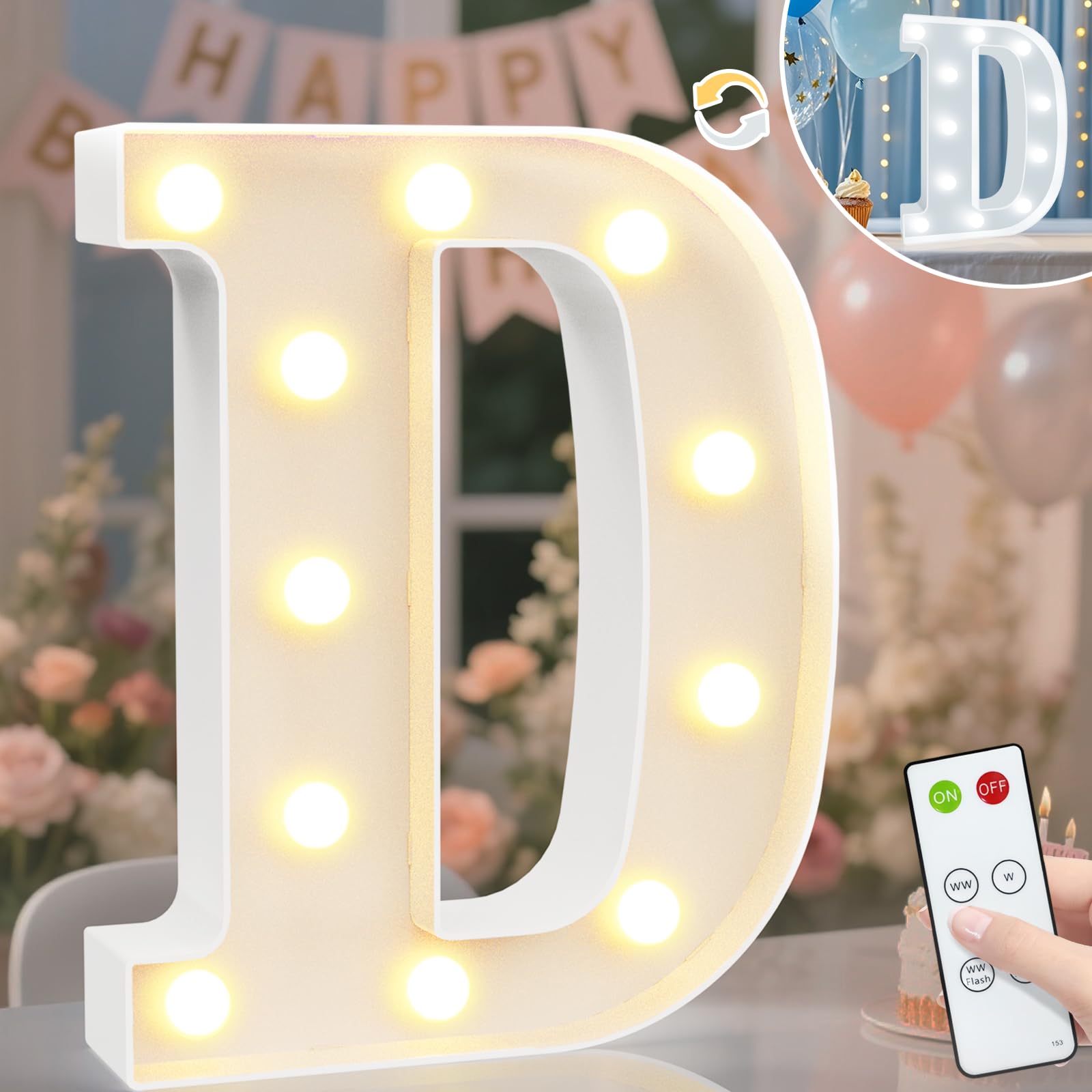8.8" Decorative LED Light Up Numbers, Marquee Numbers Lights for 7th Birthday Decorations, Lighted Number Sign for Birthday Party Night Lights Wedding Anniversary Home Wall Decor, White Number 7 — view 41