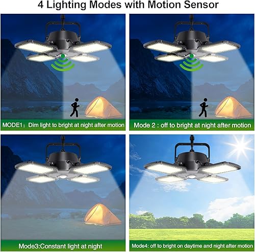 Vista 3 de Luces colgantes solares para exteriores e interiores con control remoto, luz solar de cobertizo de 120° ajustable, 1000 lúmenes, IP65, impermeable