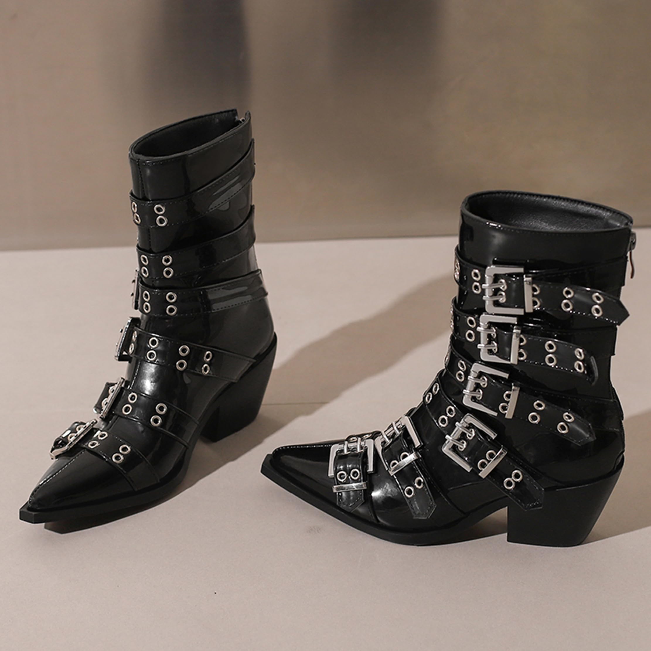Puntiagudo Botas de Vaquero Mujer Tacón Ancho