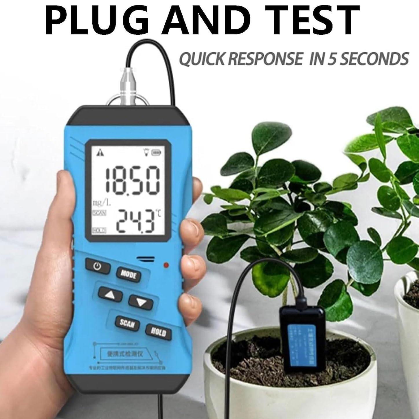 Probador digital de humedad del suelo con sensor NPK/PH/EC/humedad de alta precisión, pantalla LCD retroiluminada para jardín, granja, invernadero, análisis de temperatura y humedad