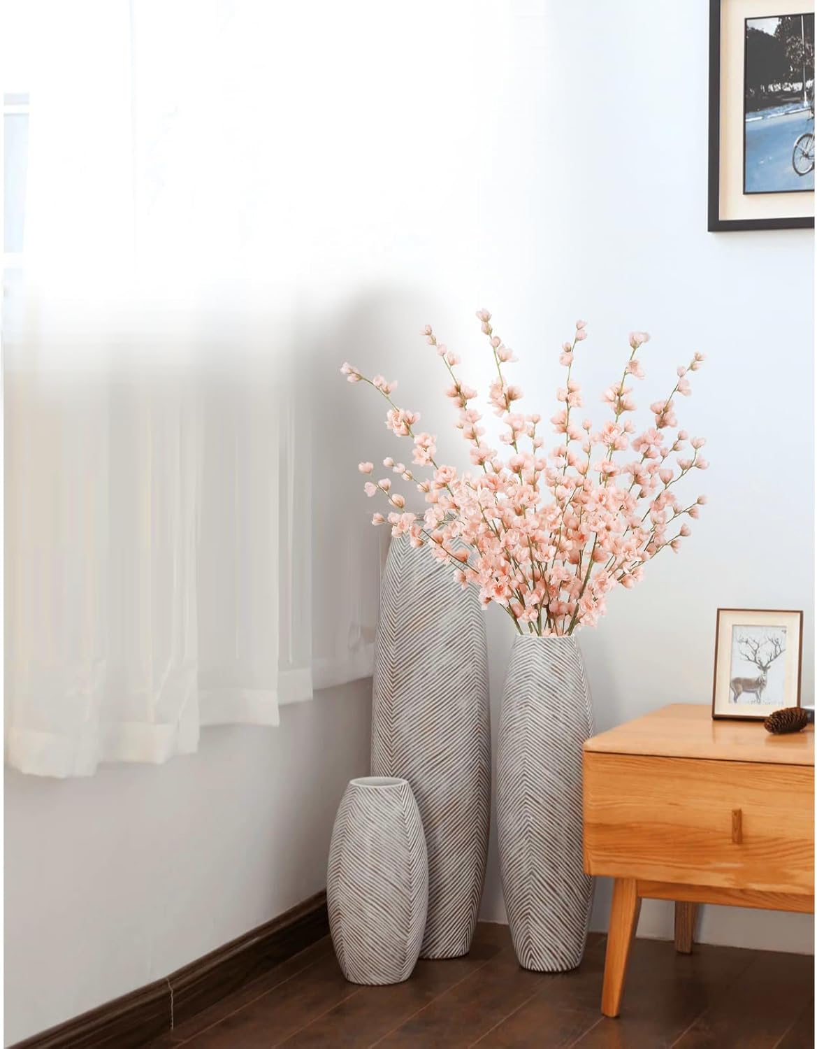 IPOPU Delphinium Artificial Flowers,5PCS Tall Pink Fake Flowers 45.6in Long Stem Silk Flowers for Tall Vase Table Centerpieces Wedding Home Decor (Pink) - Image 7