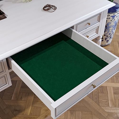 Miniatura 5 de VaryPaper Rollo de fieltro de tela de terciopelo verde oscuro autoadhesivo de 15.7 x 78.7 pulgadas, forro de cajón de terciopelo para tocador,