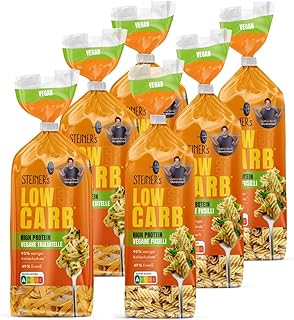 STEINER´s Low Carb High Protein Pasta Mix | 95% weniger Kohlenhydrate | High Protein Tagliatelle + Fusilli | 49g Protein | ballaststoffreich, (STEINER's High Protein Pastamix, 3+3 Pack) …