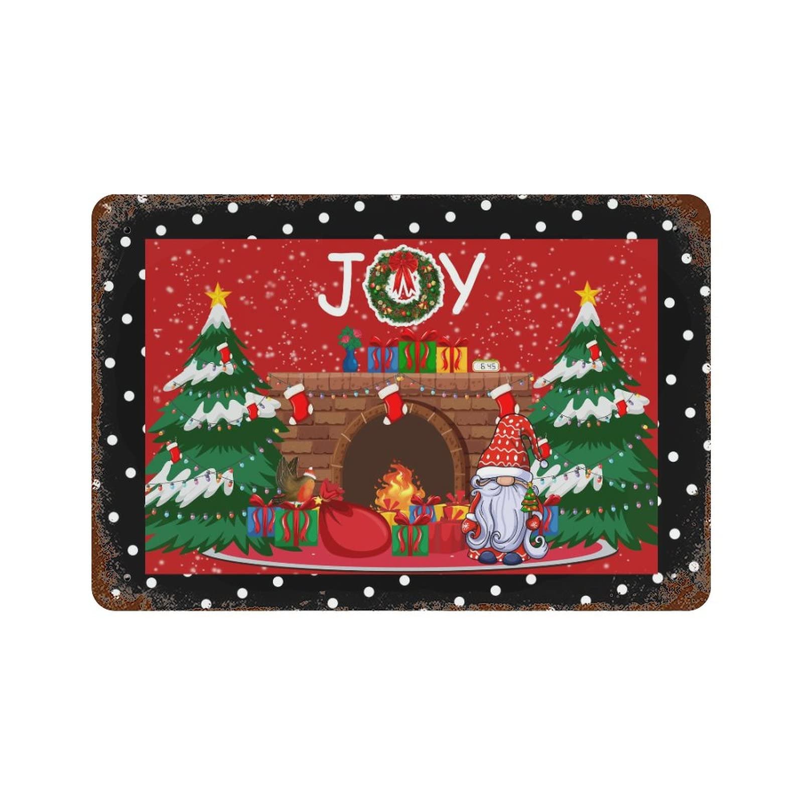Panneau de gnome de Noël - Decoration murale retro vintage de maison - 30,5 x 45,7 cm