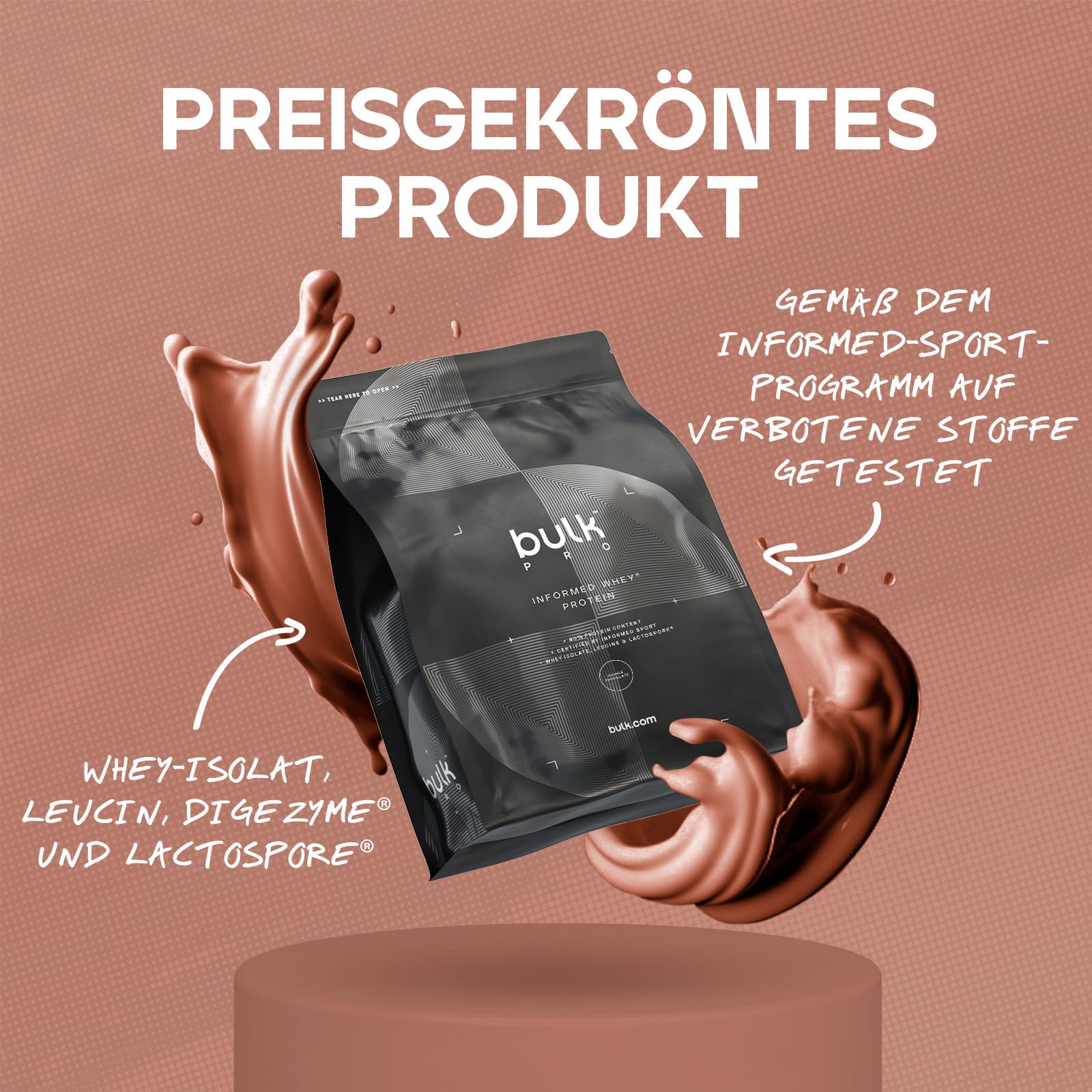 Bulk Informed Whey, Protein Pulver, Eiweißpulver, Doppel-Schoko, 2,27 kg, Verpackung Kann Variieren