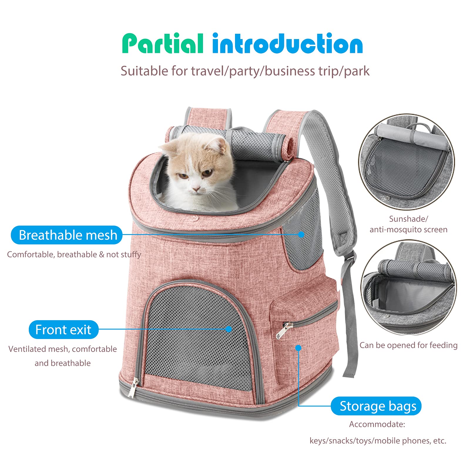 PETCUTE Zaino Trasportino Per Cani E Gatti – Capsula Spaziale Con Cupola Trasparente, Finestre Laterali E Cintura Di Sicurezza, Per Viaggi E Campeggio