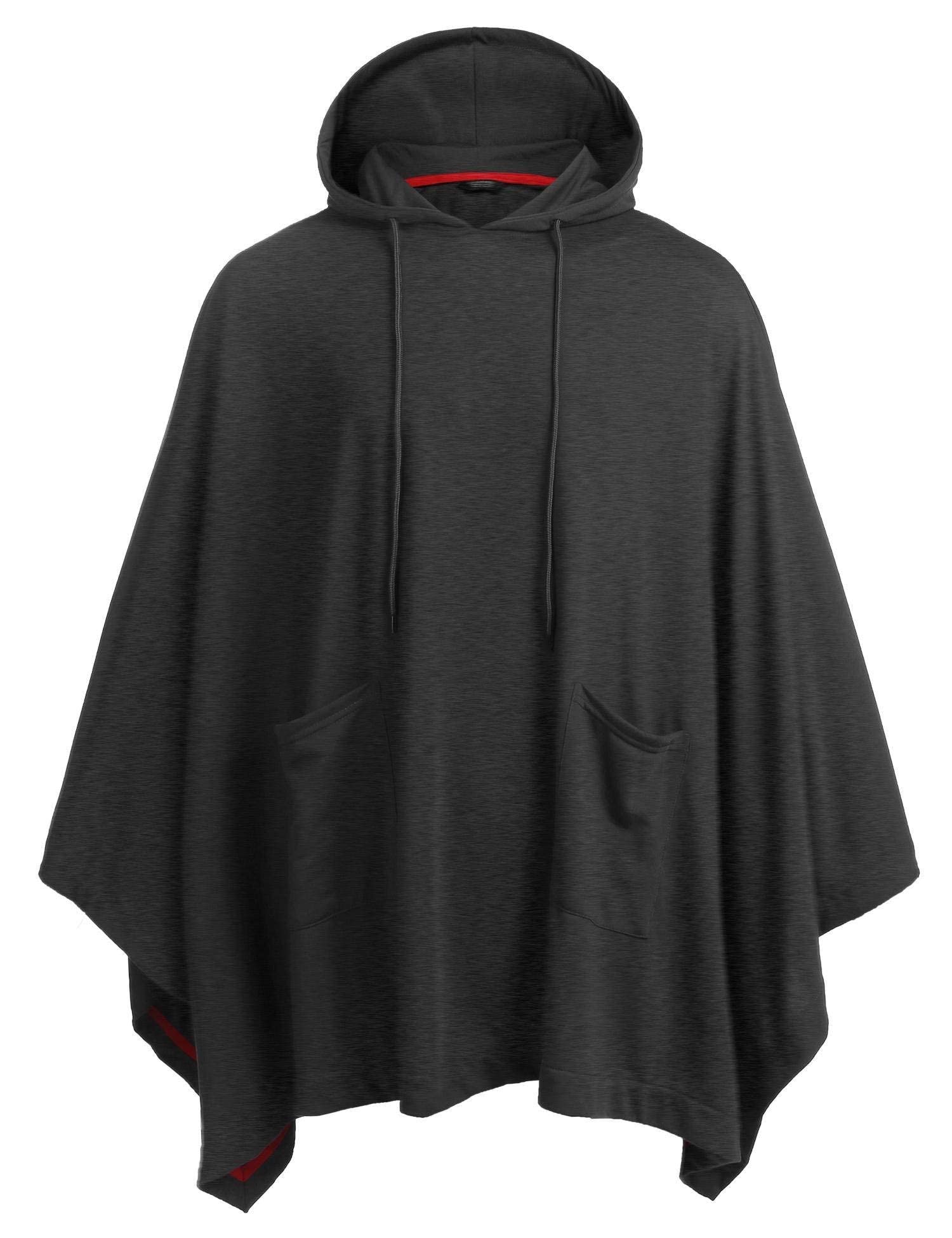 COOFANDY Unisex Casual Hooded Poncho Cape Cloak Fashion Coat