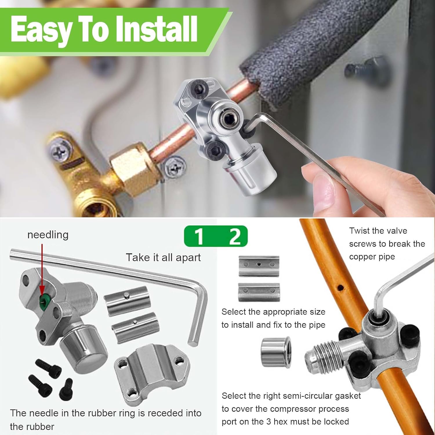 Bullet Piercing Valve Kit- BPV-31 Refrigerator Tap Valve Set-Line Tap Valve Kit, for 1/4 Inch, 5/16 Inch, 3/8 Inch Outside Diameter Universal Refrigerator Tube (4 pack)