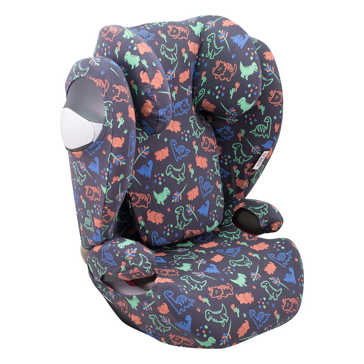 JYOKO Kids Funda de algodón para Silla de Coche Compatible con Cybex Solution M y Pallas B - Fix (Happy Dino)