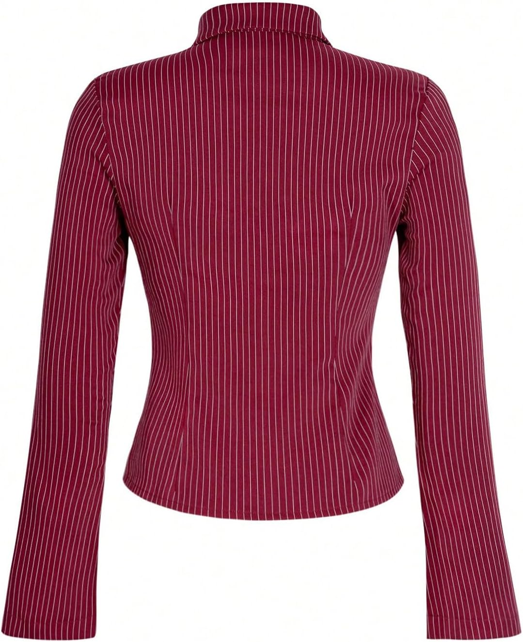 SweatyRocks Women's Striped Collar Long Sleeve Slim Fit Button Down Shirts Work Blouse - Image 6
