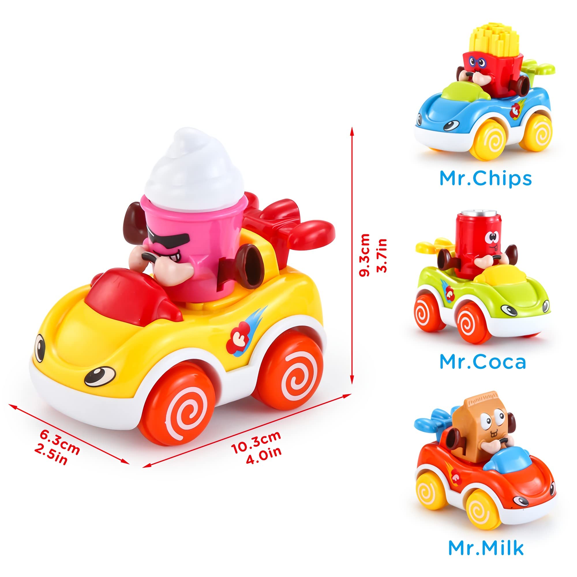 Buy Gxi Cars for 1 Year Old Boy, Toddler Toy Cars Set of 4 Cartoon Push