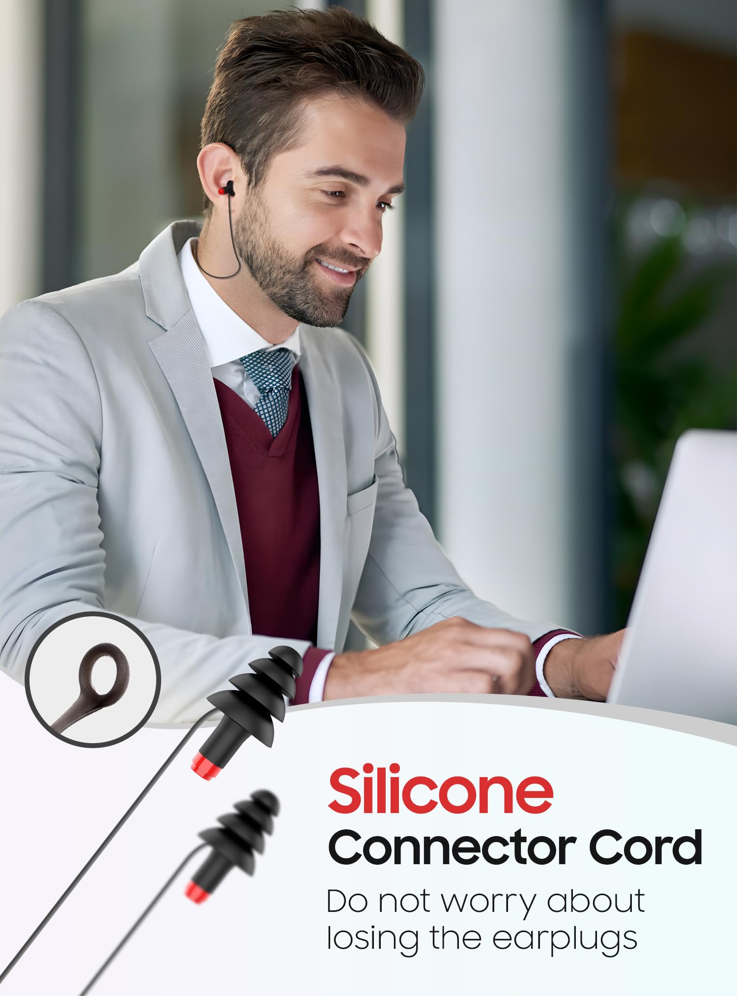 Tapones para los oídos de motocicleta para reducción del ruido del viento, tapones de silicona reutilizables con filtro para viajes largos, protección auditiva de 26 dB con cable de seguridad y funda