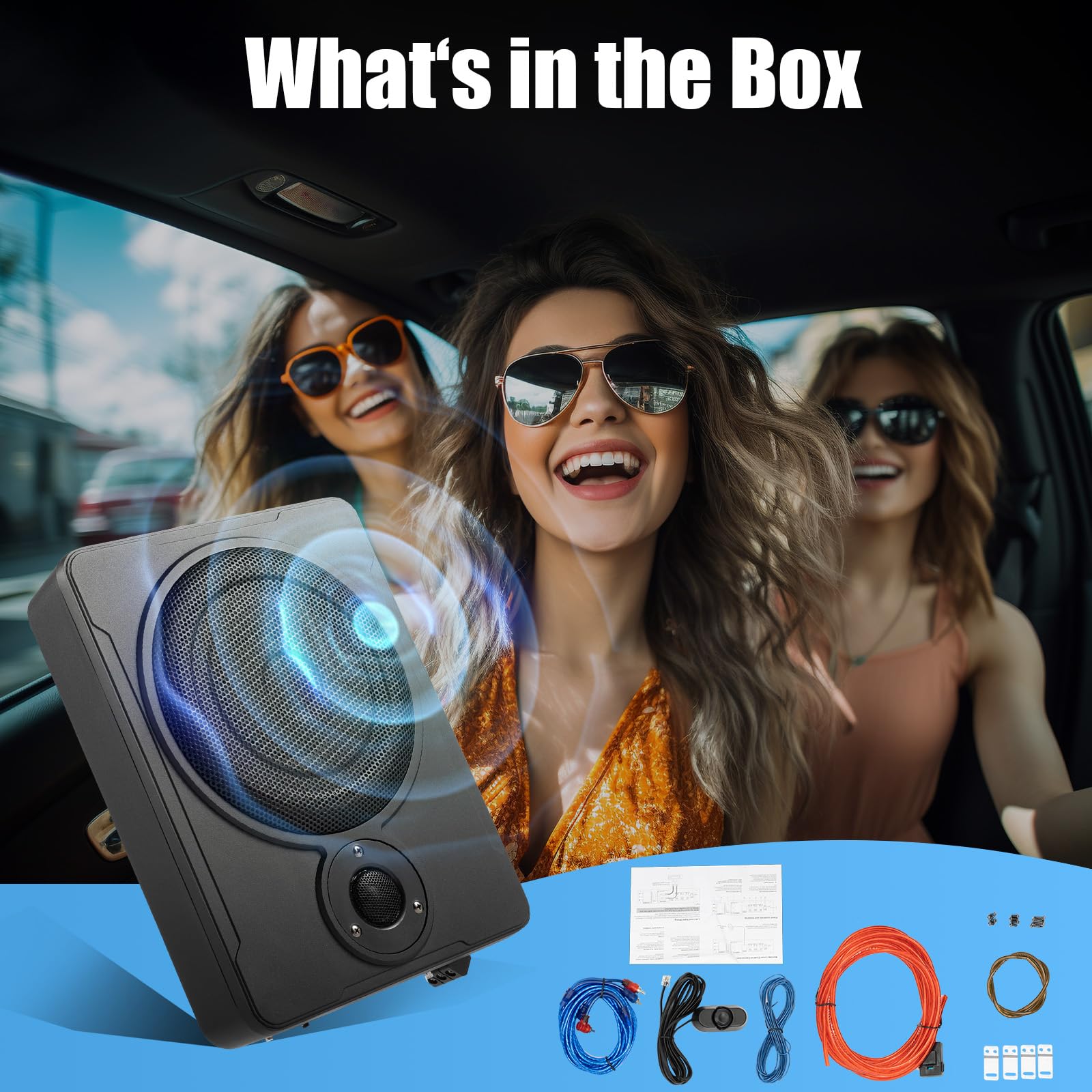 Subwoofer attivo per auto, 300 W, altoparlante Bassbox stereo, doppia modalità con protezione da surriscaldamento, altoparlanti audio subwoofer con amplificatore integrato, per auto e camion (31,5 x
