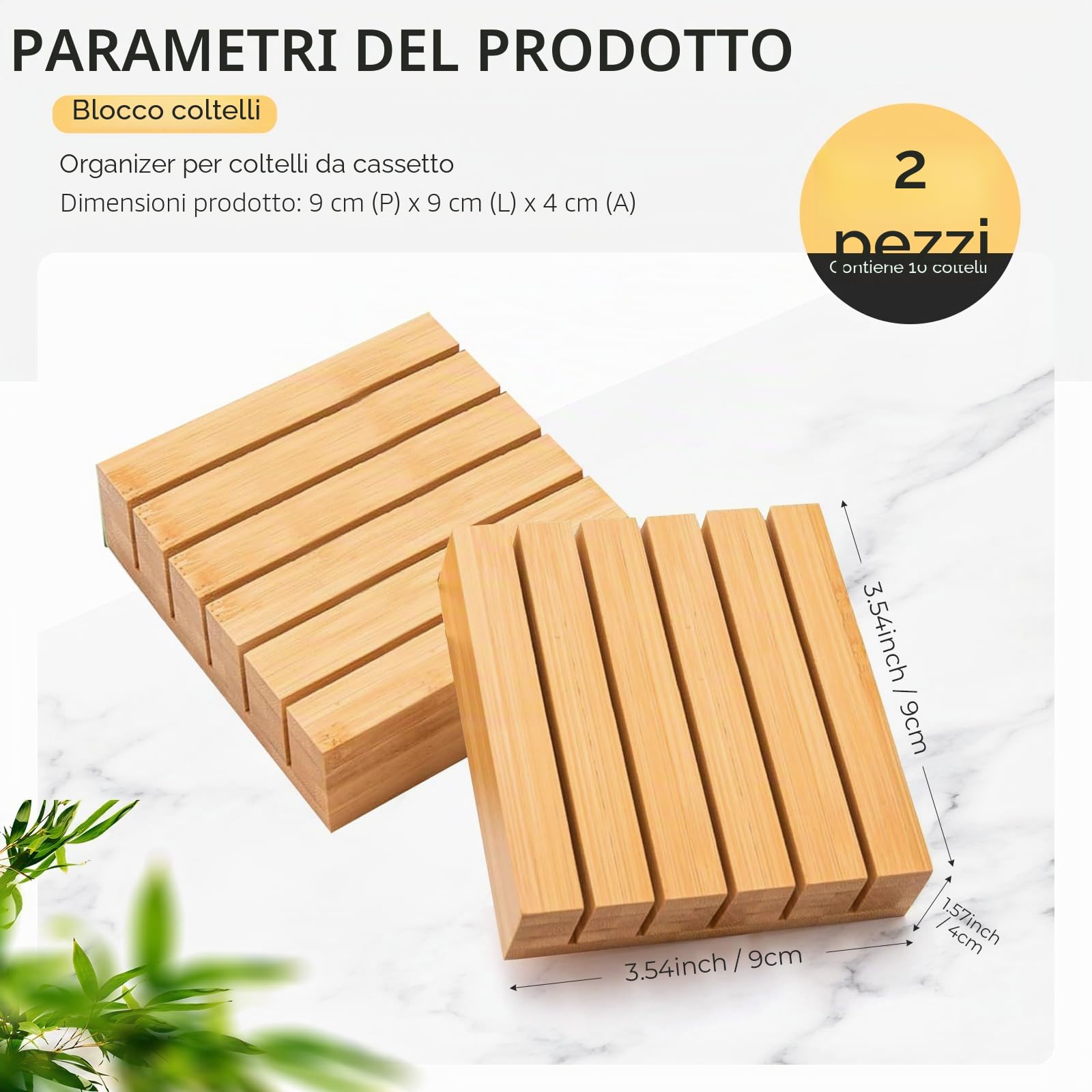 2 Pezzi Porta Coltelli da Cassetto, Bambù Portacoltelli da Cassetto Ceppo Coltelli da Bistecca, Portacoltelli Piccolo Adatto per L'organizer del Cassetto della Cucina