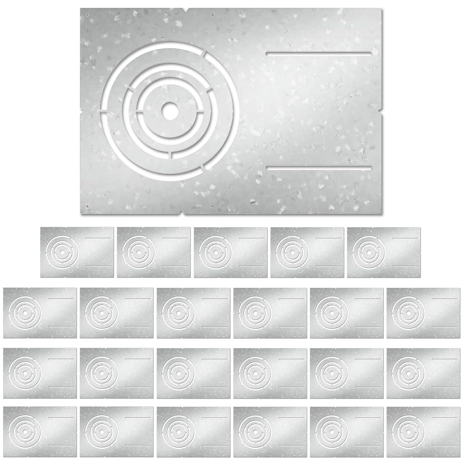 13 Inch New Construction Mounting Plate with 3/4/6 Inch Round Hole Rough in Bracket, Flat Steel Rough in Wafer Light Bracket, Shallow LED Recessed Lighting Housing (24 Pack)