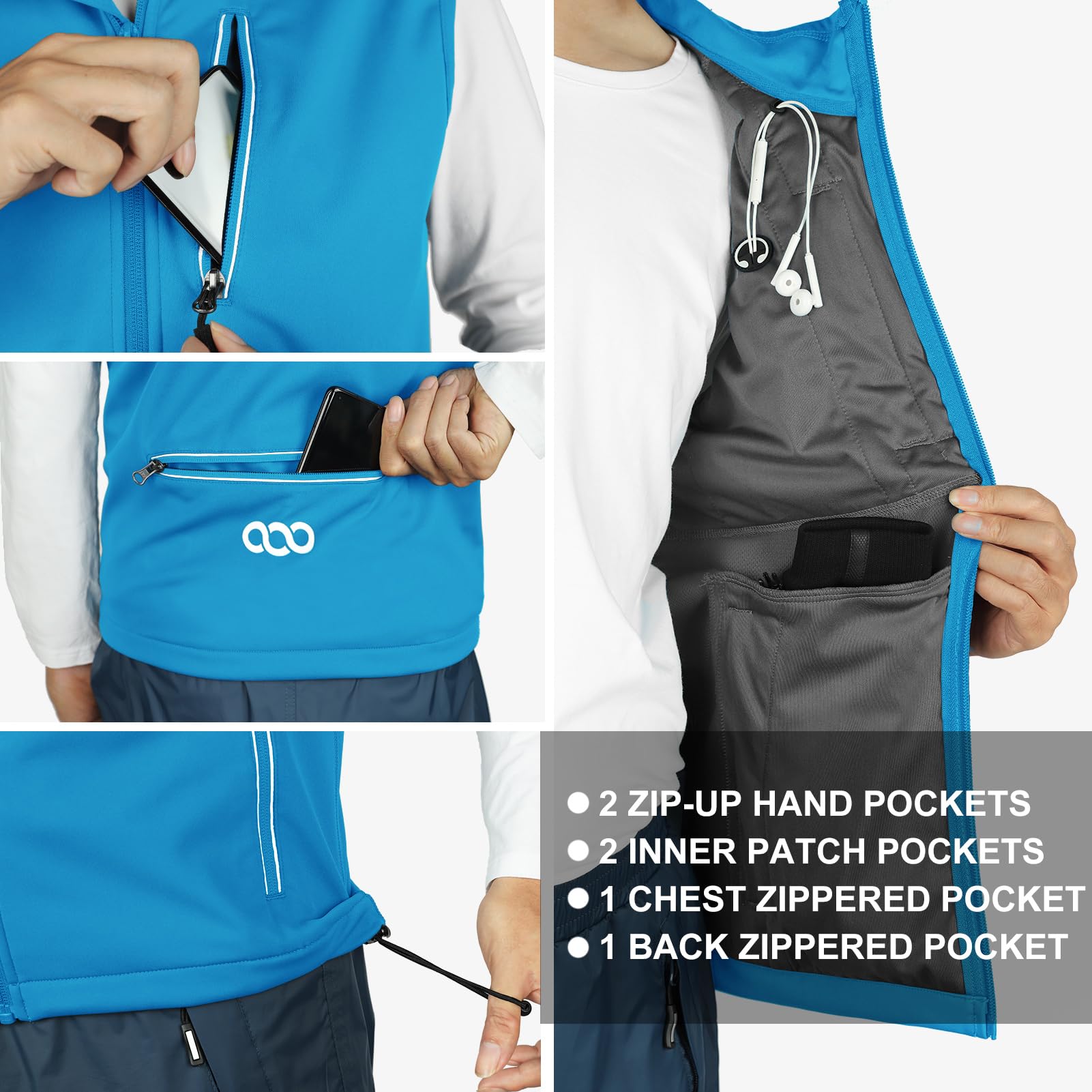 Chaleco ligero softshell impermeable a prueba de viento transpirable sin mangas para hombre 33,000ft