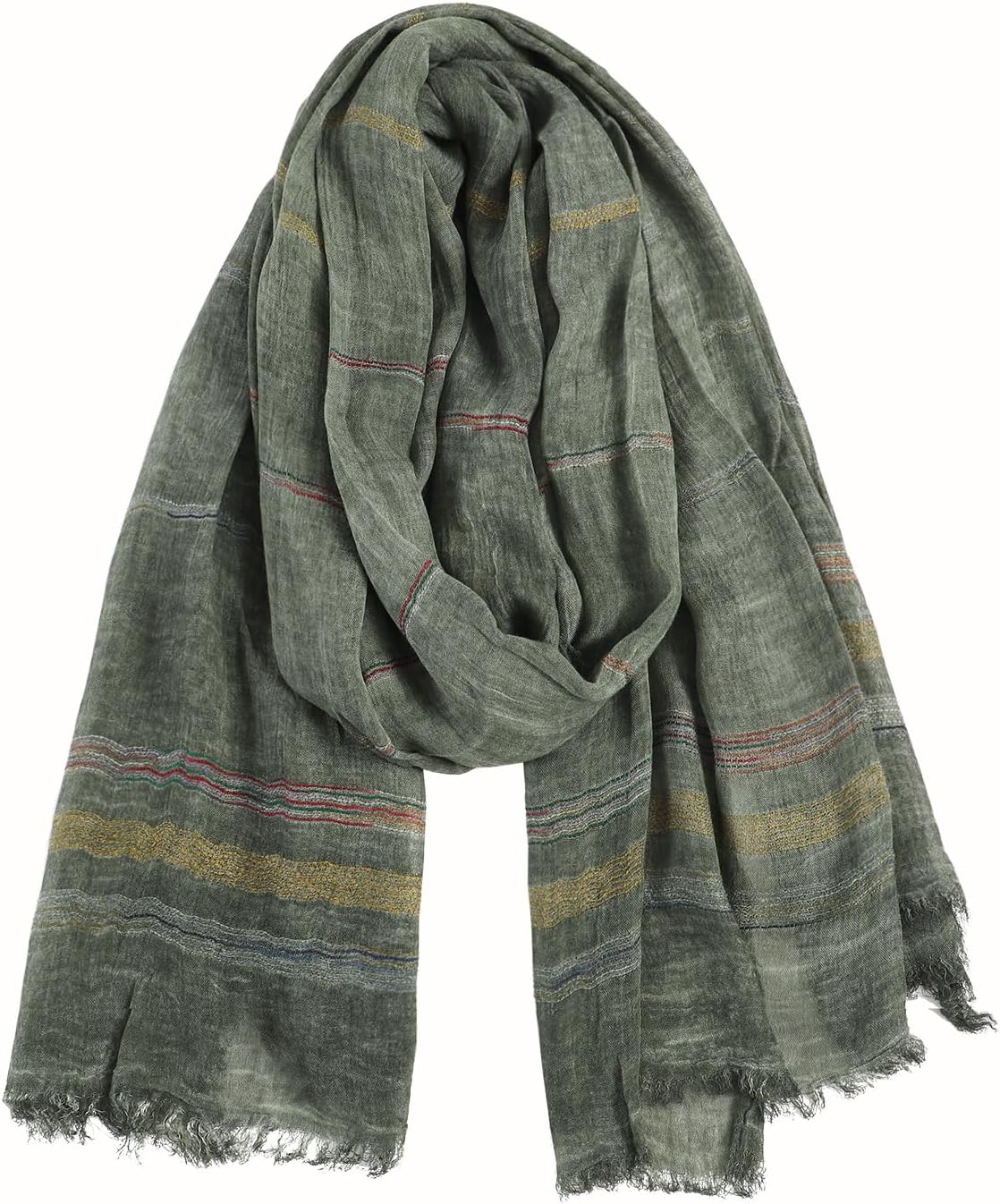 Unisex Striped Men Scarf Lightweight Cotton and linen Large Scarves Winter Warm Scarfs for Women - Image 2