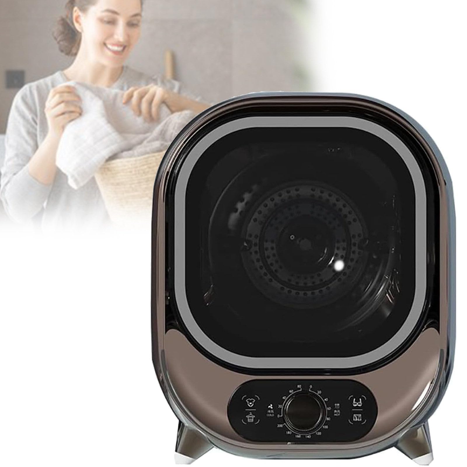 Qiang Seche Linge Mini Sèche Linge Machine Séchage Compact 450w 0.8kg 2 Modes de Séchage Tambour en Acier Inoxydable Autoportant/sous Comptoir,pour Appartements,Maison,Dortoir,Electroplatedblue