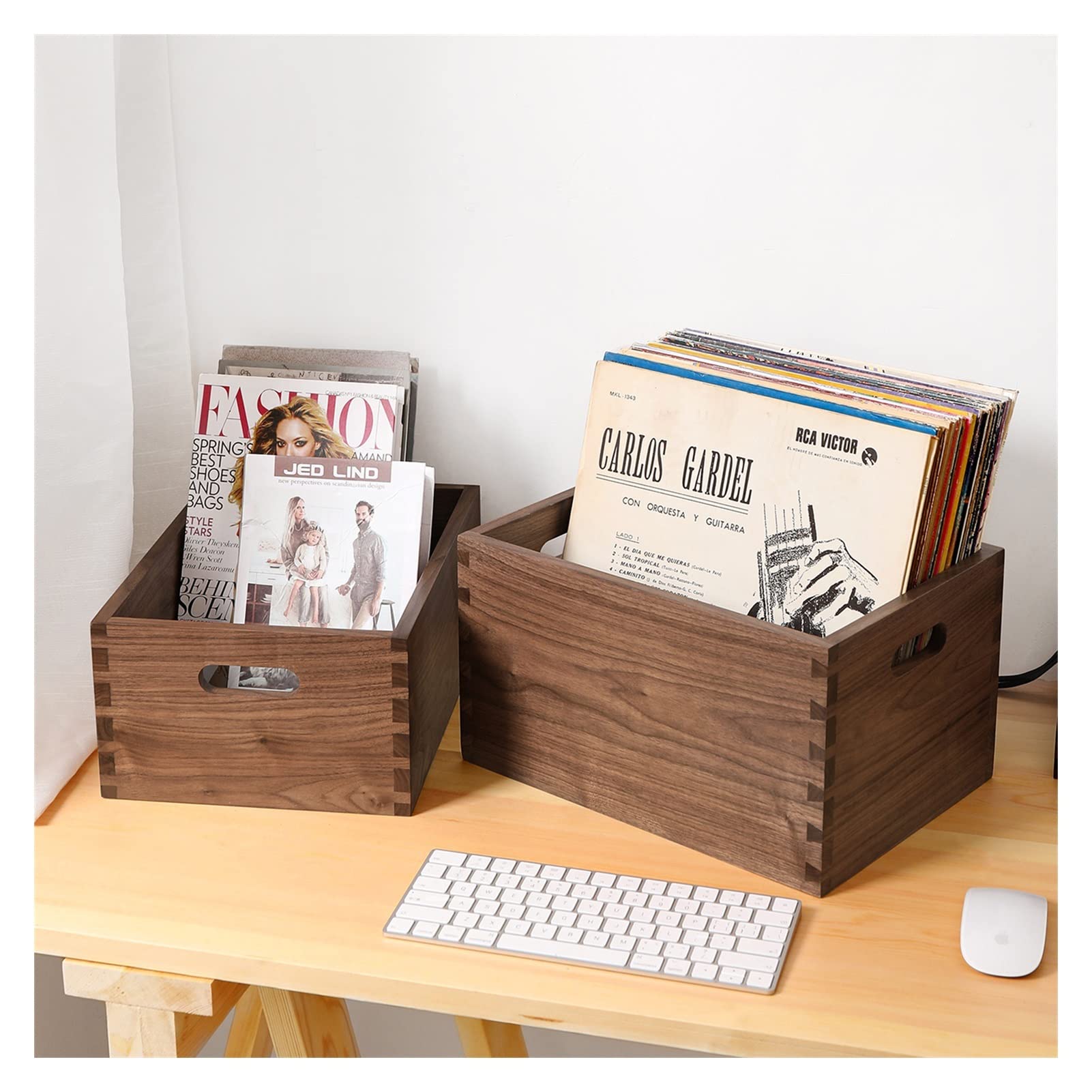 Support de Rangement pour Disques Vinyles Bureau de bureau CD Vinyle de rack Lp Boîte de rangement Tenon Tenon Boîte de rangement en bois Vinyl Enregistrer Enregistrement Support Support à disques Mag