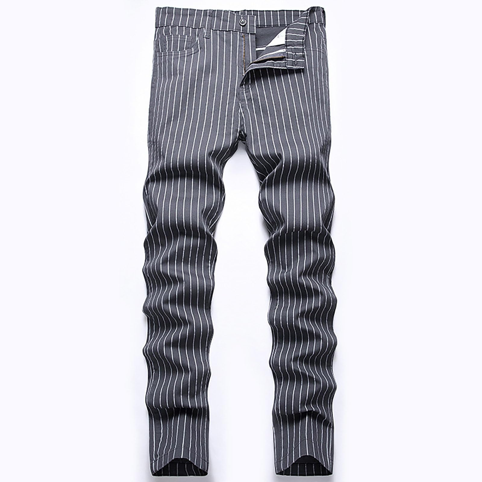 Generisch Pantaloni da uomo in stile britannico, alla moda, a righe, per il tempo libero