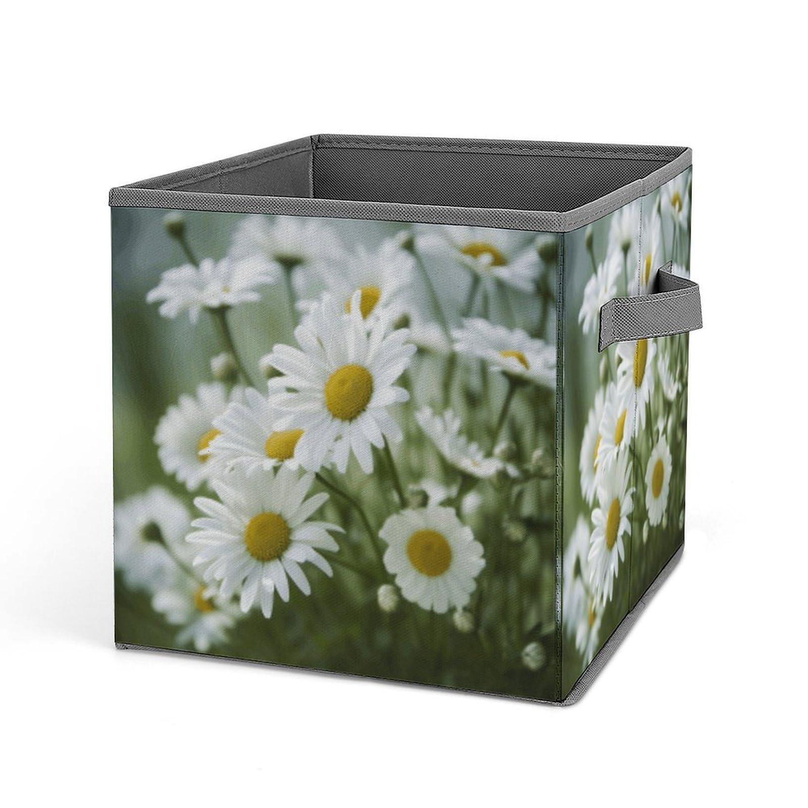 JTREHY Daisies Flower Storage Bins Sturdy Large Capacity Folding Sorting Boxes Convenient Stable Storage Box Collapsible Fabric Storages Cubes Organizer with Handles