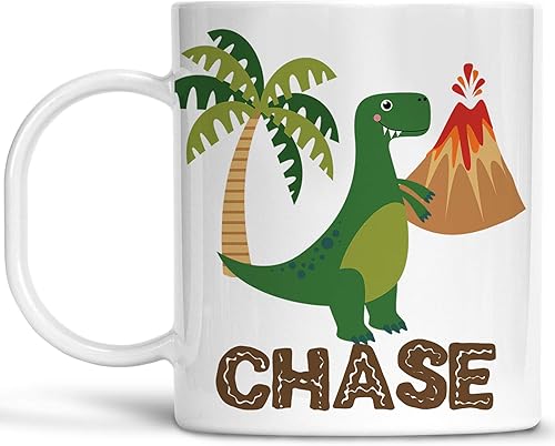 Personalized Dino Volcano Kids Mug with Name, Lightweight Polymer