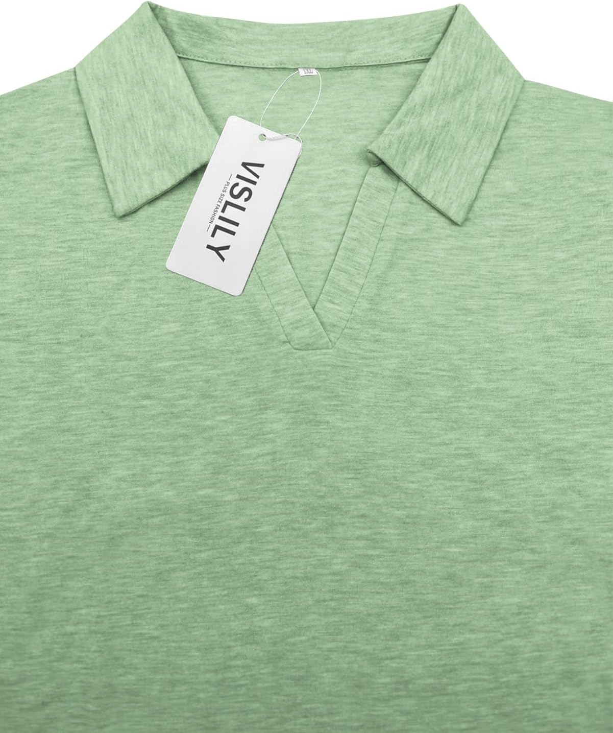 VISLILY Plus-Size-Summer-Tops for Women Collared V Neck Polo Shirts Flowy Tunics Trendy Short Sleeve Blouses 1X-5X - Image 3
